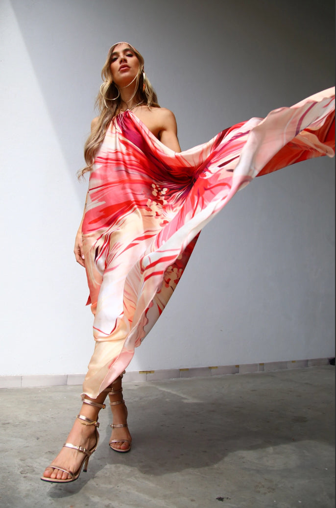 Flora Flare maxi Dress with Chain