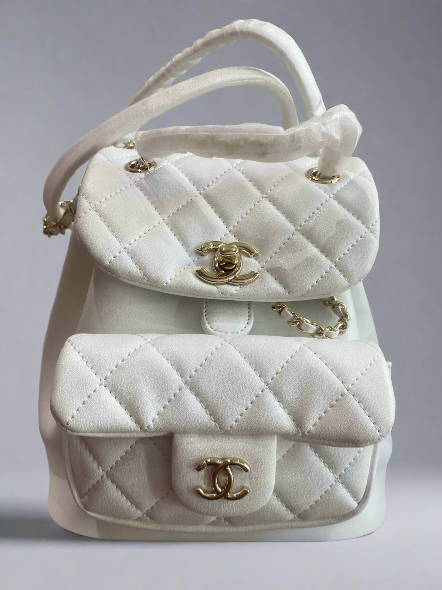 Off white leather backpack
