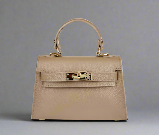 Kelly sand leather clutch
