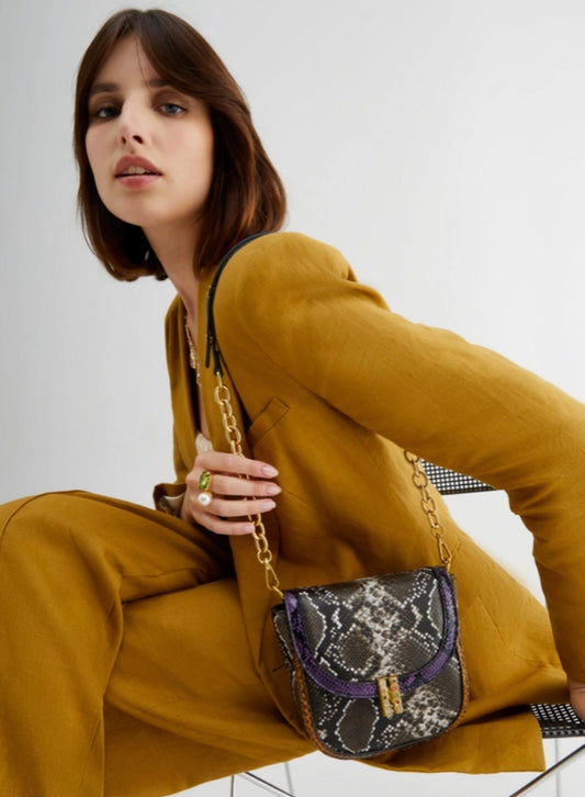 Beige Serpent Shoulder Bag