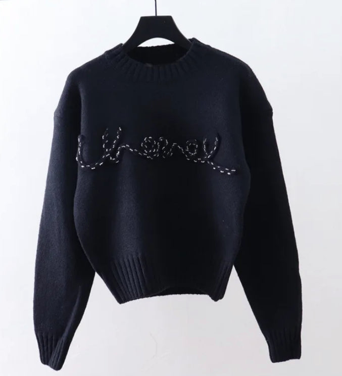 Designer inspired wool blend sweater