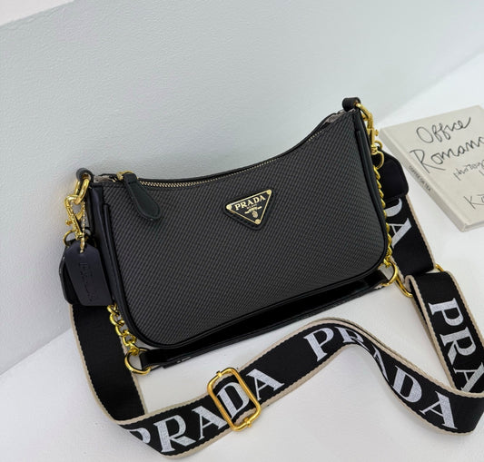 Designer inspired black bag with strap