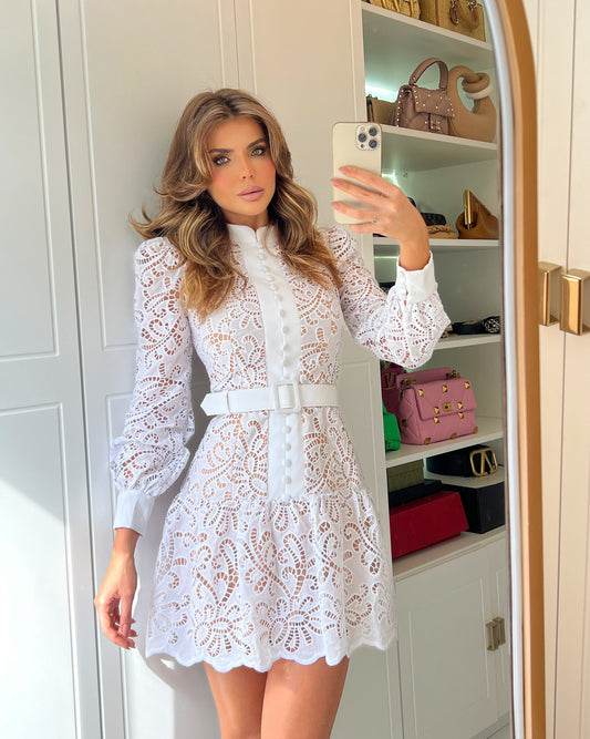 White Lace Mini Dress