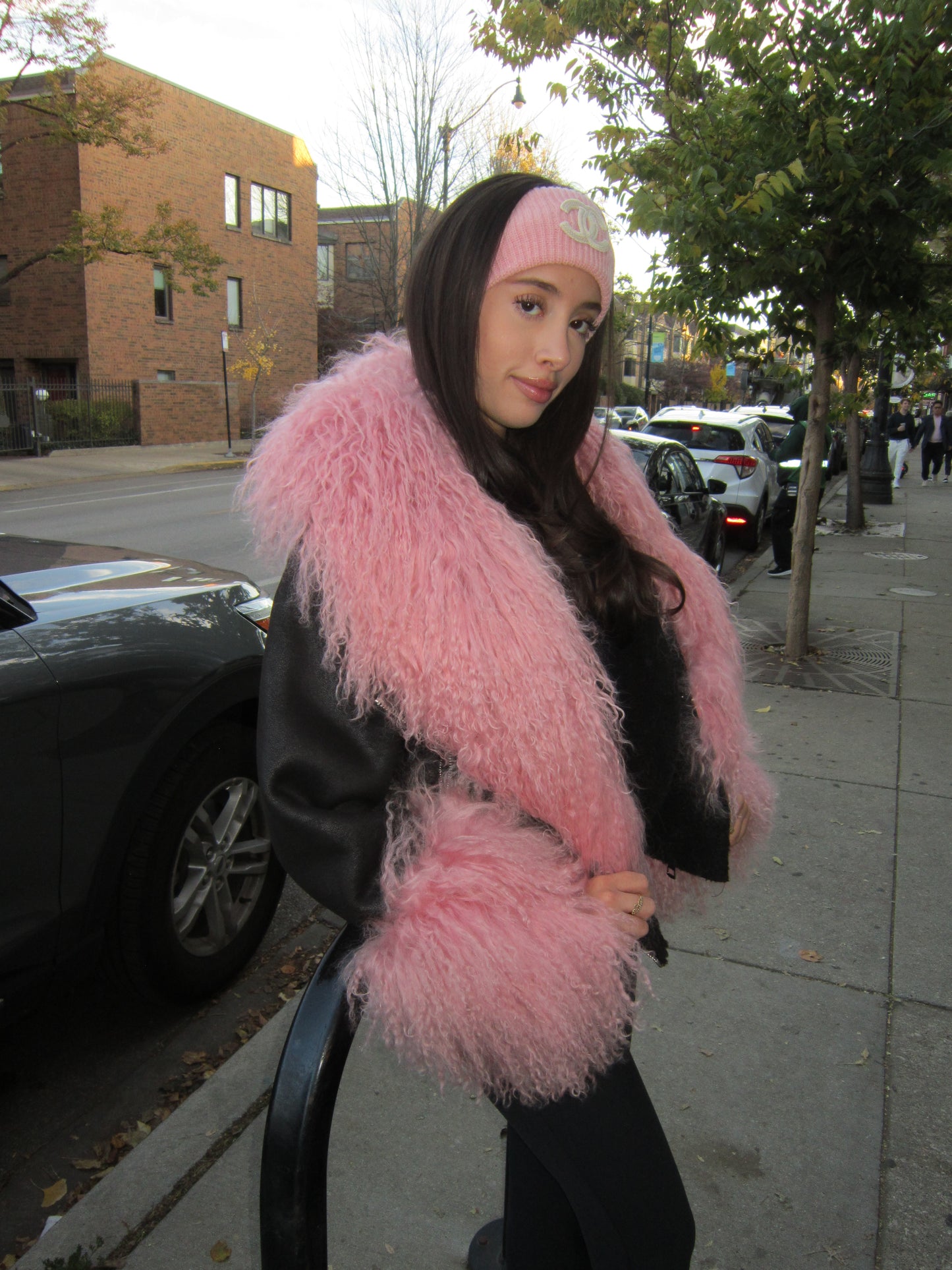 Mongolian pink fur jacket