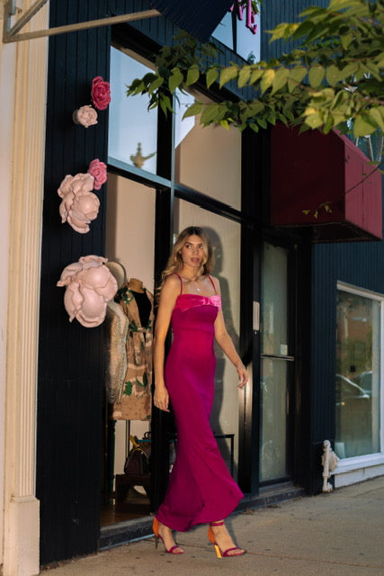 Stunning Pink Bandage Maxi Dress with Bow