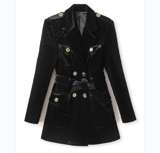 Chic Black Jacket with Gold Buttons